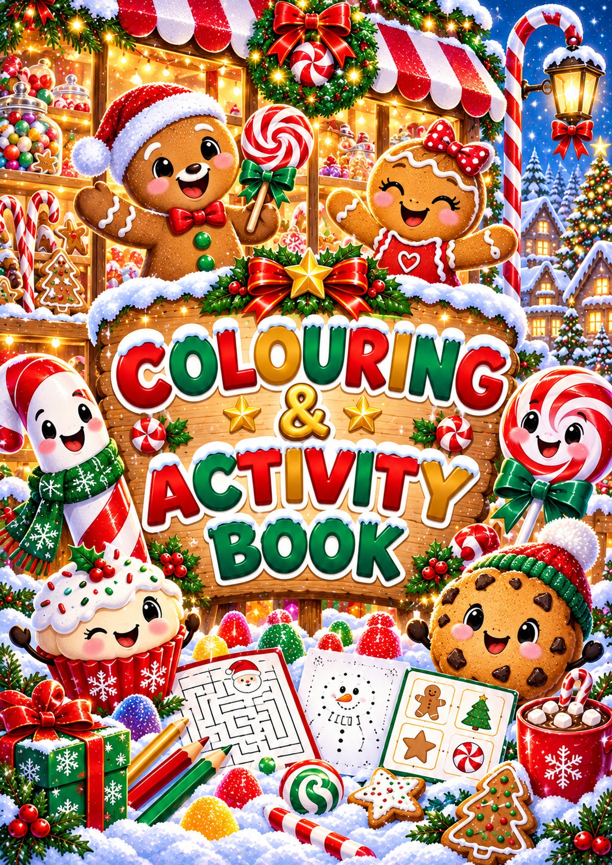 Gingerbread Christmas Colouring & Activity Book cover option
