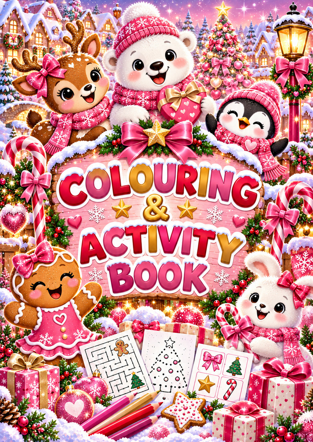 Pink Christmas Mix Colouring & Activity Book cover option
