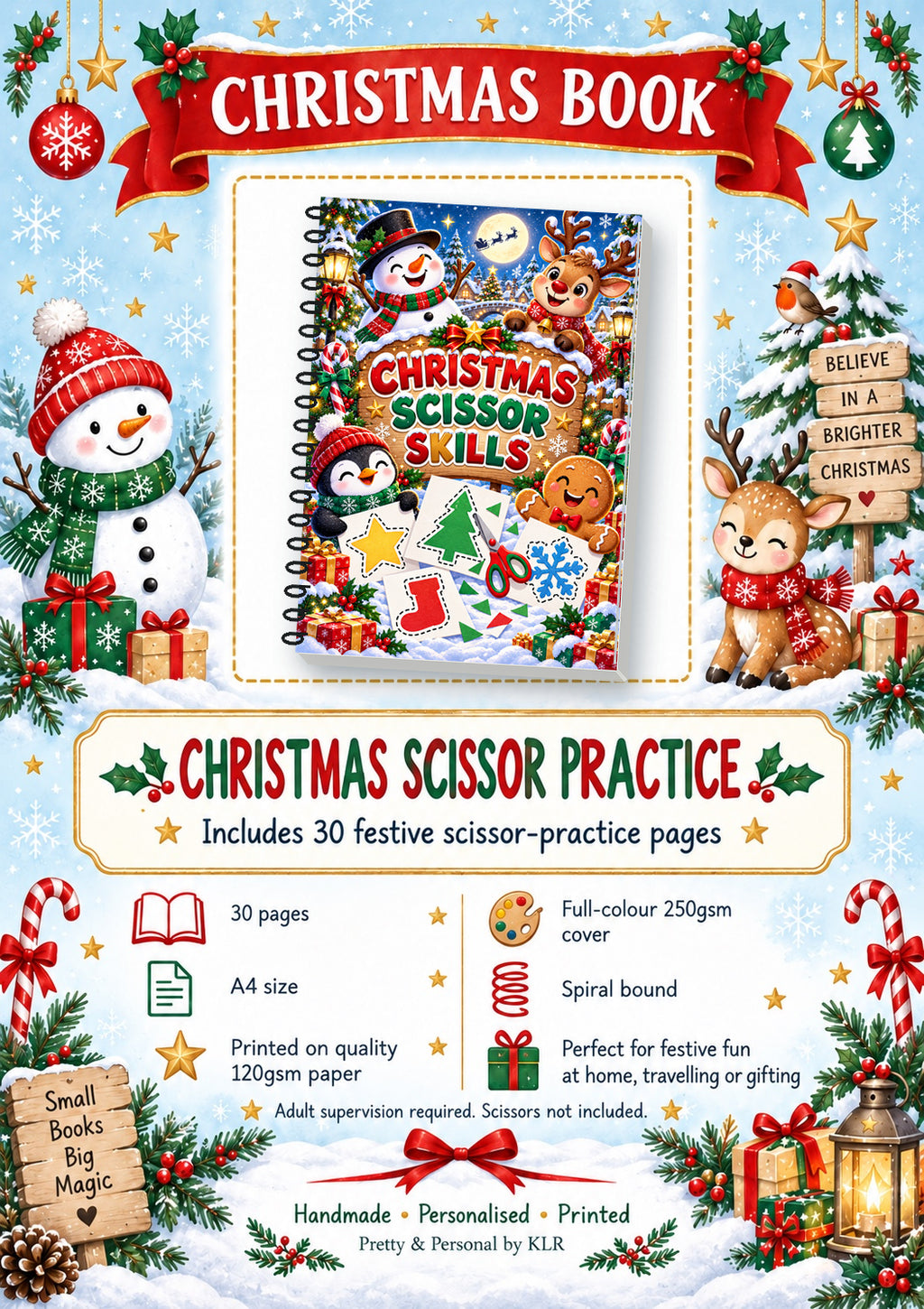 Traditional Christmas Scissor Practice Book cover option