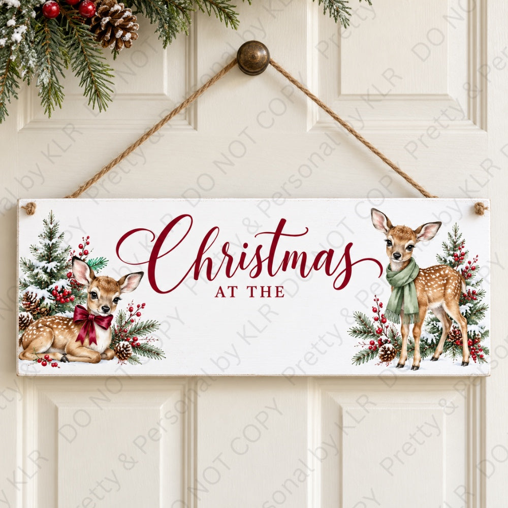 Design 7: Deer Christmas at the wooden Christmas door plaque 28 x 10 cm