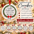 Personalised coworker baubles options 1 to 6 – 7.5 cm