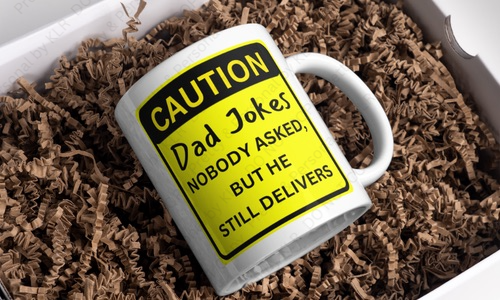 Dad joke mug design 4: Nobody asked but he still delivers