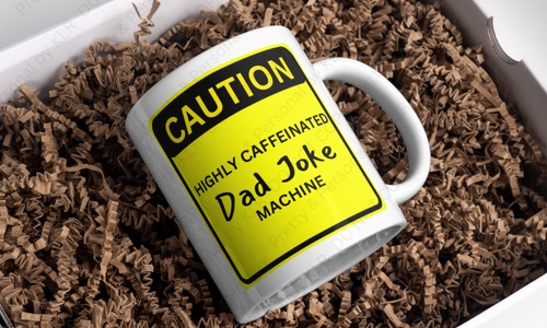 Dad joke mug design 15: Highly caffeinated Dad joke machine