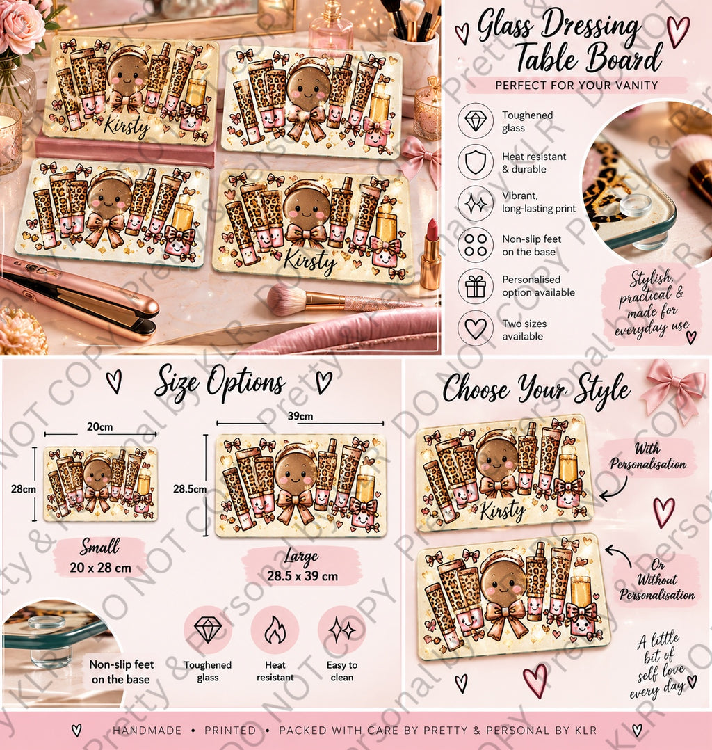 Leopard print glass dressing table board designs