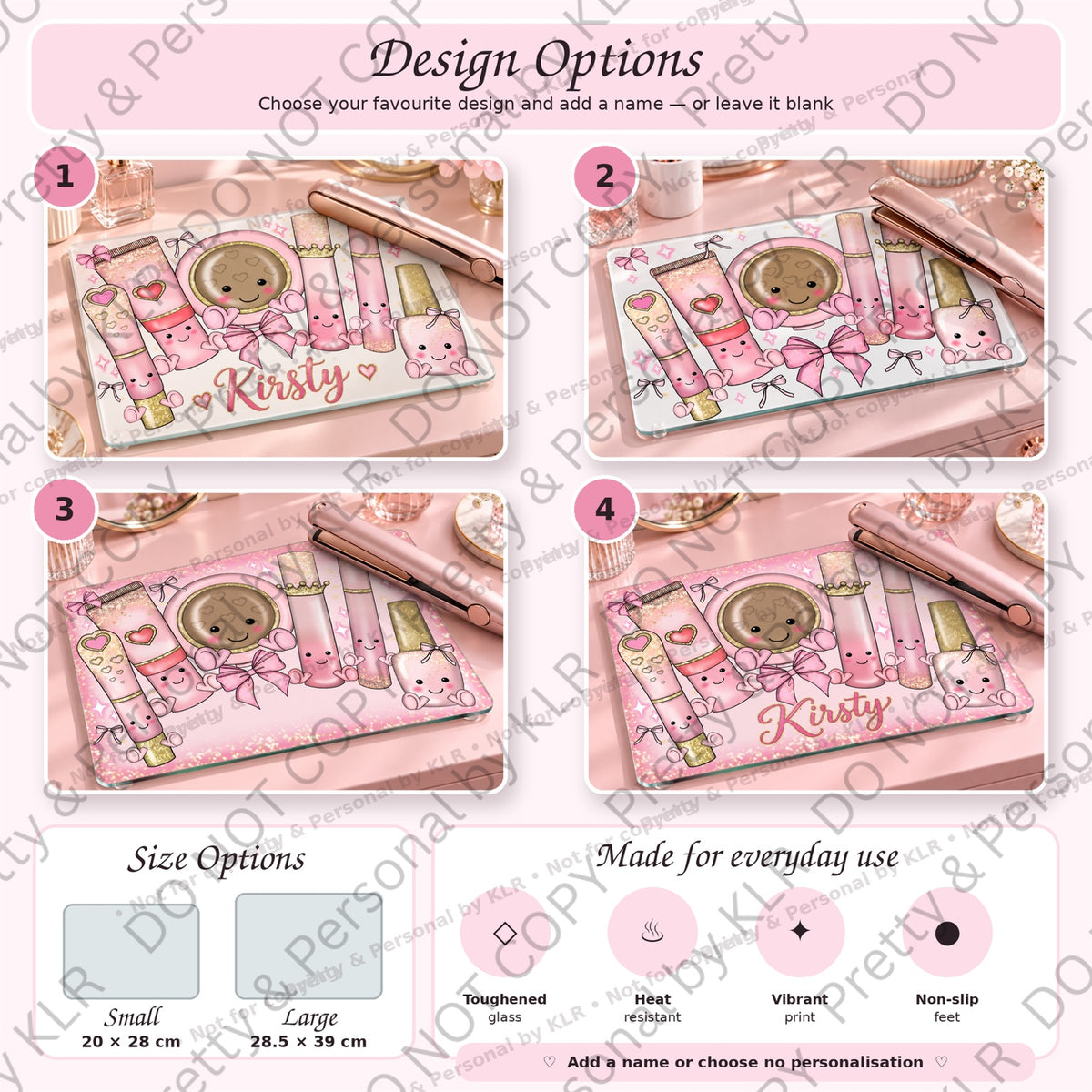Pink glass dressing table board designs