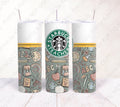 Starbucks Inspired Teacher 12oz personalised teacher tumbler mockup, front and sides