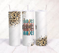 Leopard Print ABC Teacher 12oz personalised teacher tumbler mockup, front and sides