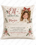 Traditional bow elf arrival photo cushion