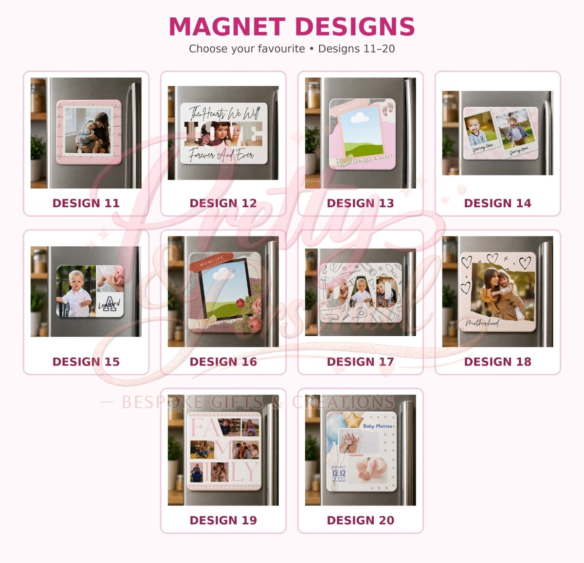 Personalised ceramic fridge magnet designs 11 to 20