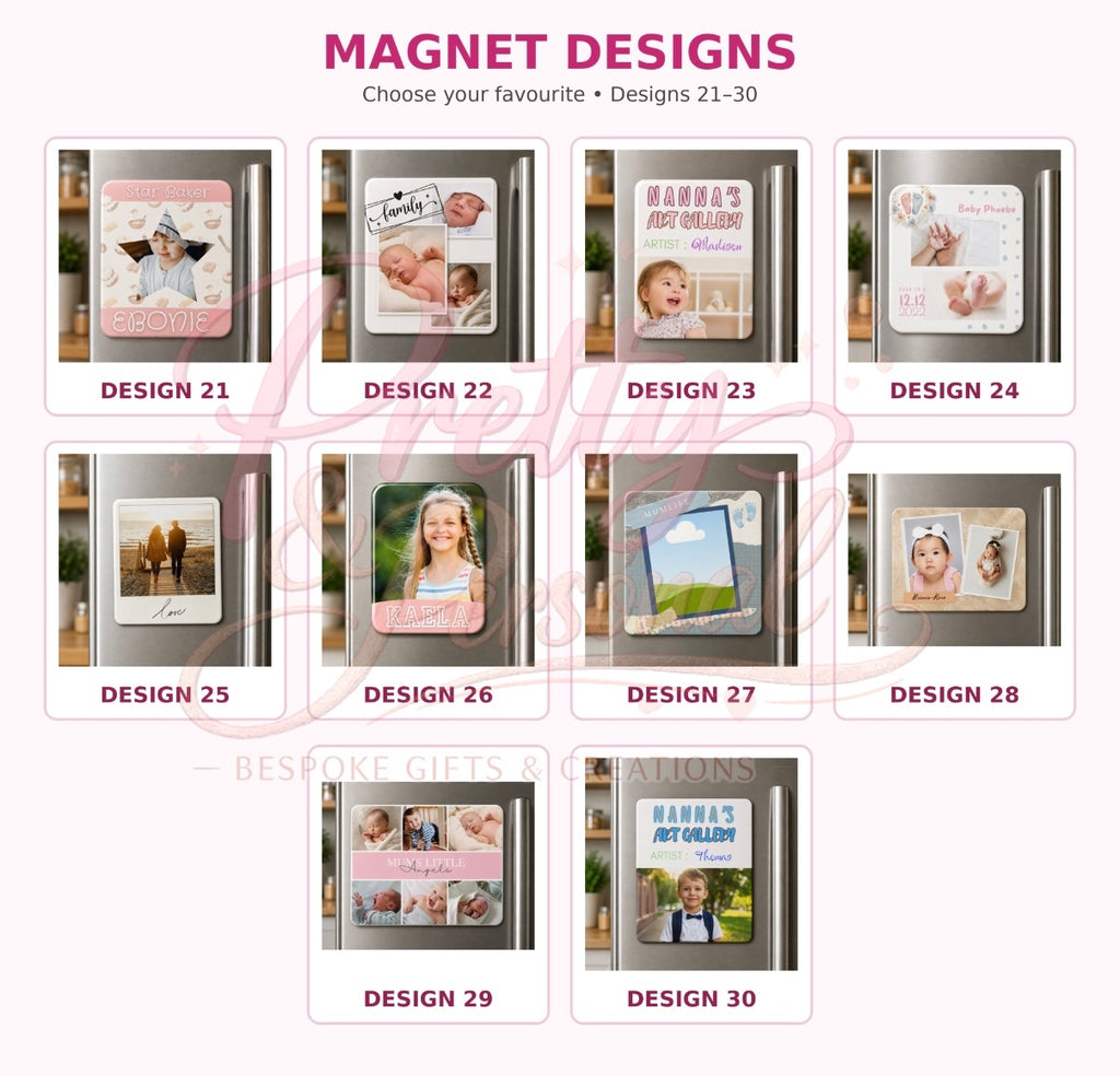 Personalised ceramic fridge magnet designs 21 to 30