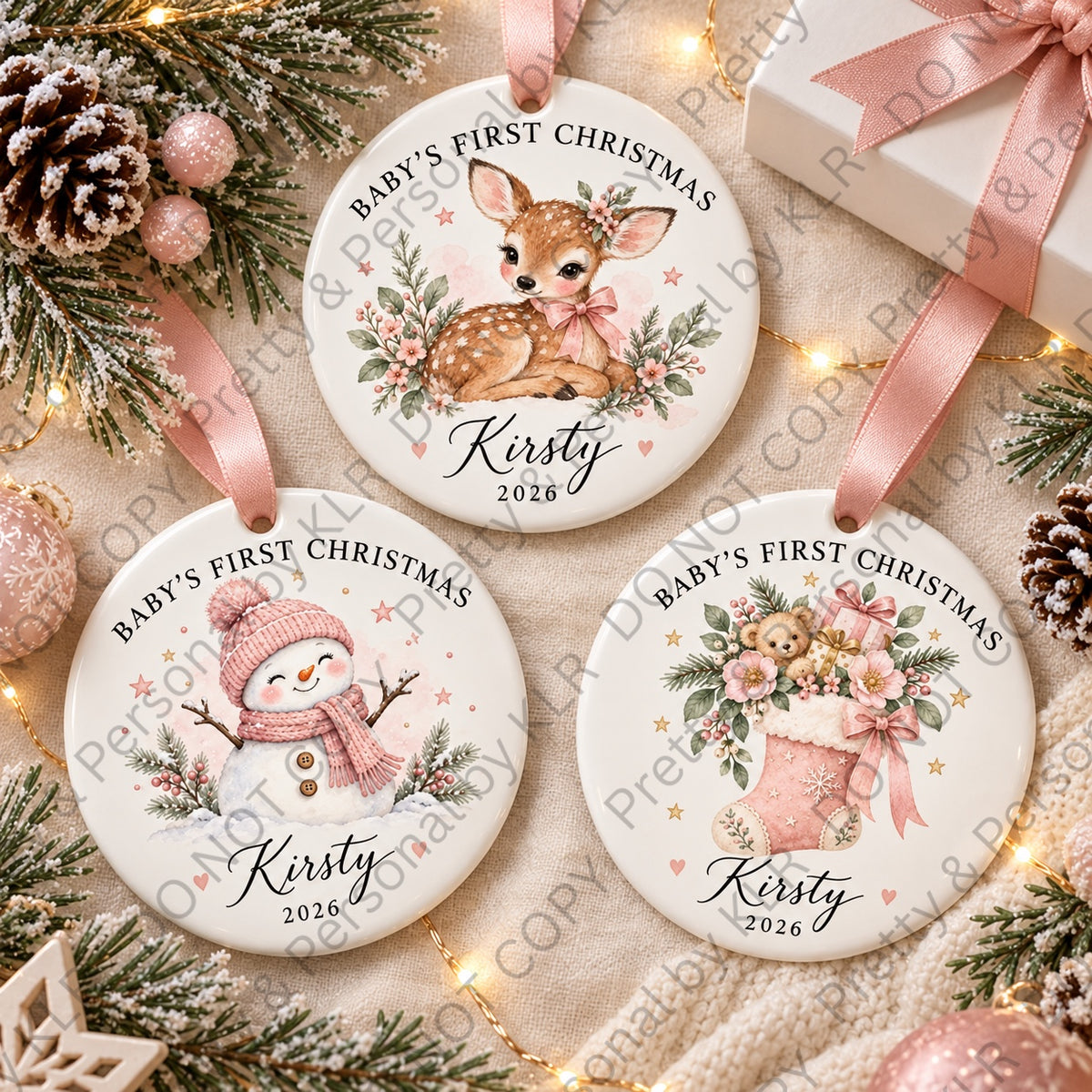 Baby girl first Christmas designs 1 to 3