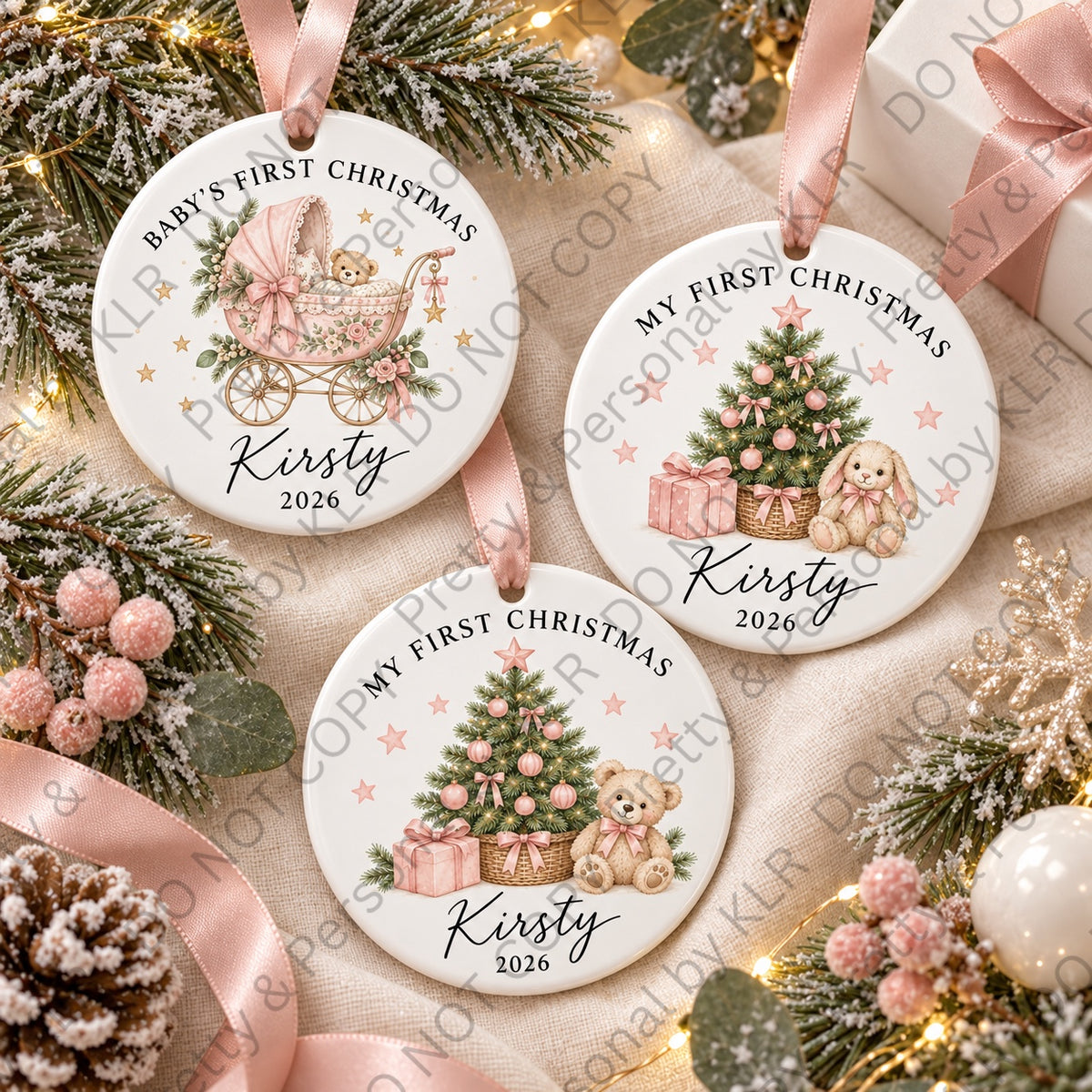 Baby girl first Christmas designs 4 to 6
