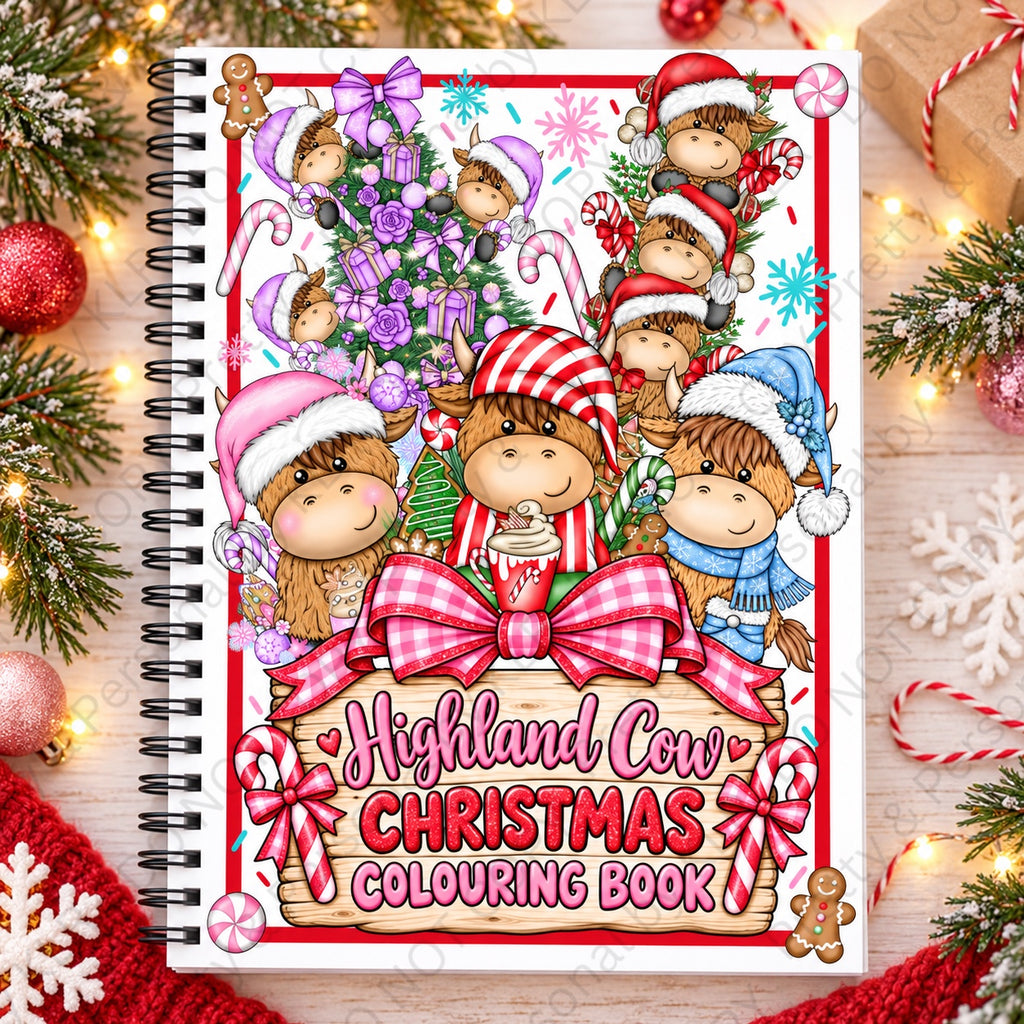 Highland Cow Christmas Colouring Book cover