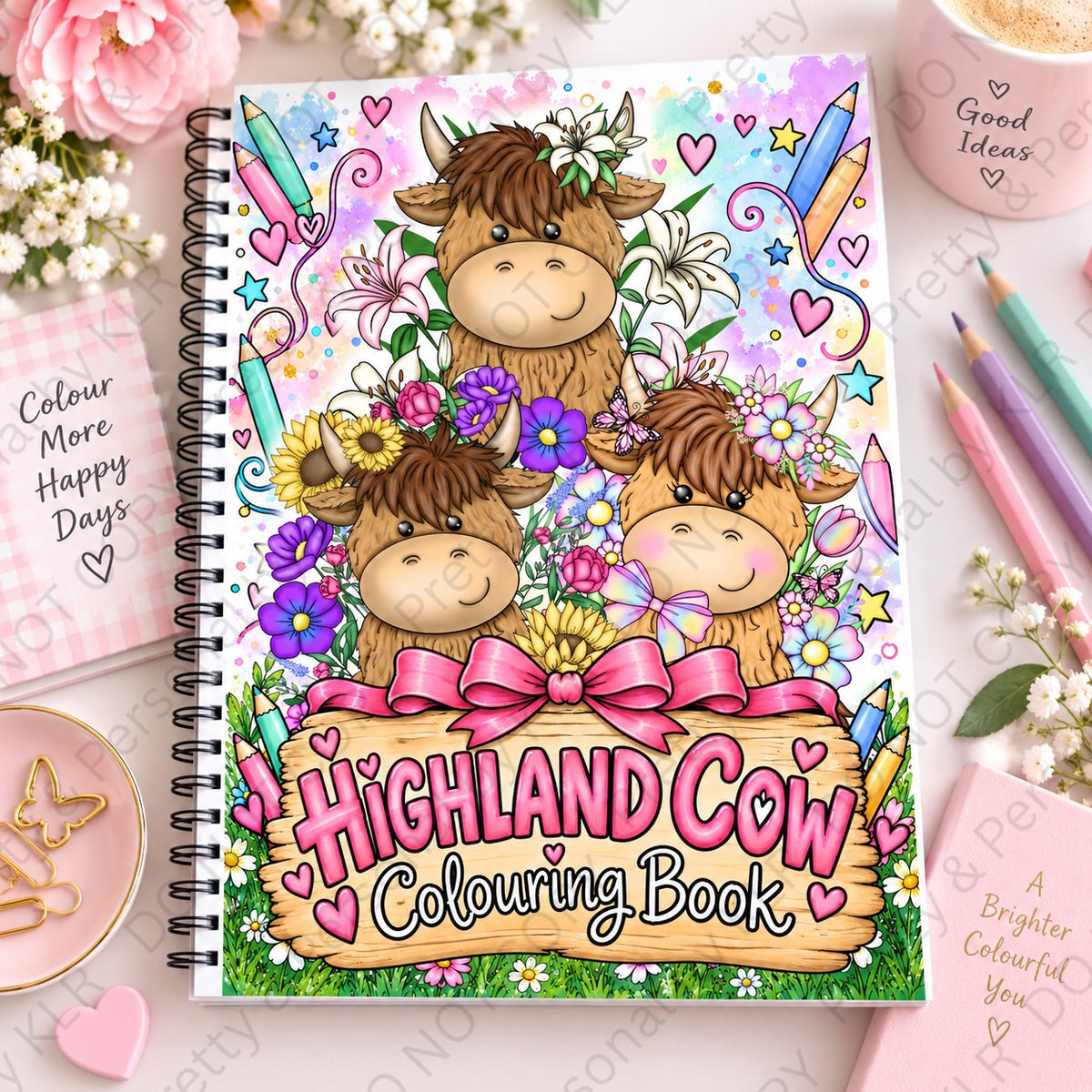 Highland Cow Colouring Book cover