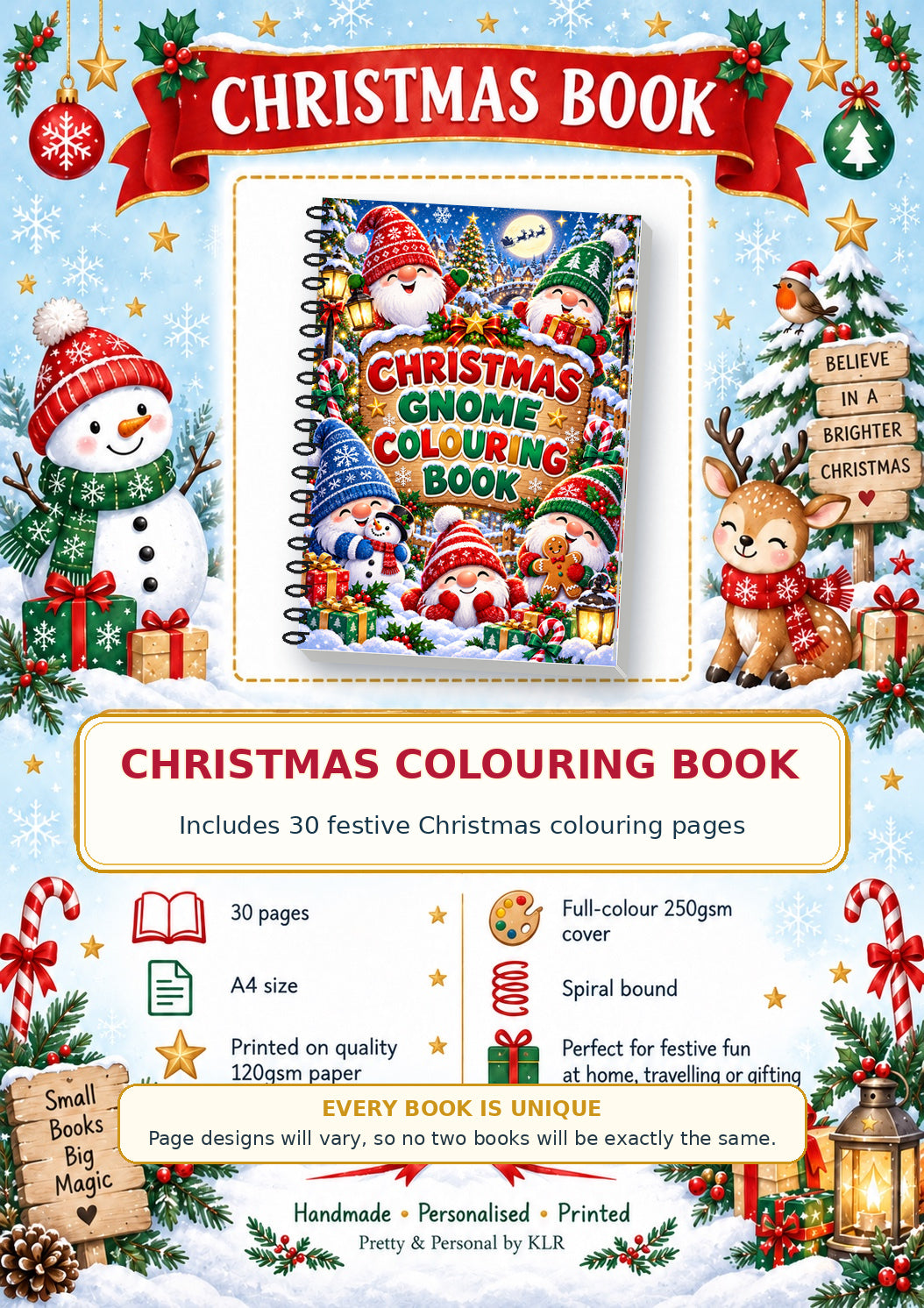 Joyful Christmas Gnomes Colouring Book cover option