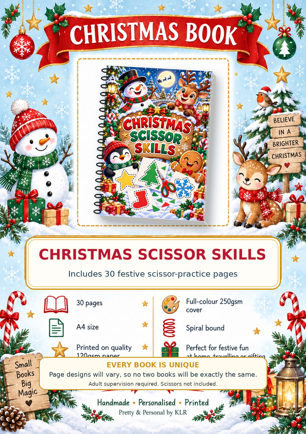 Magical Christmas Scissor Practice Book cover option