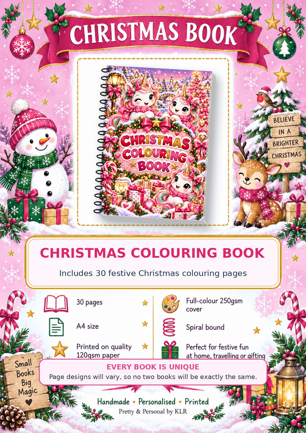 Magical Christmas Unicorns Colouring Book cover option