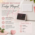 Personalised ceramic rectangle fridge magnet product details, 7.2 by 5.2 centimetres
