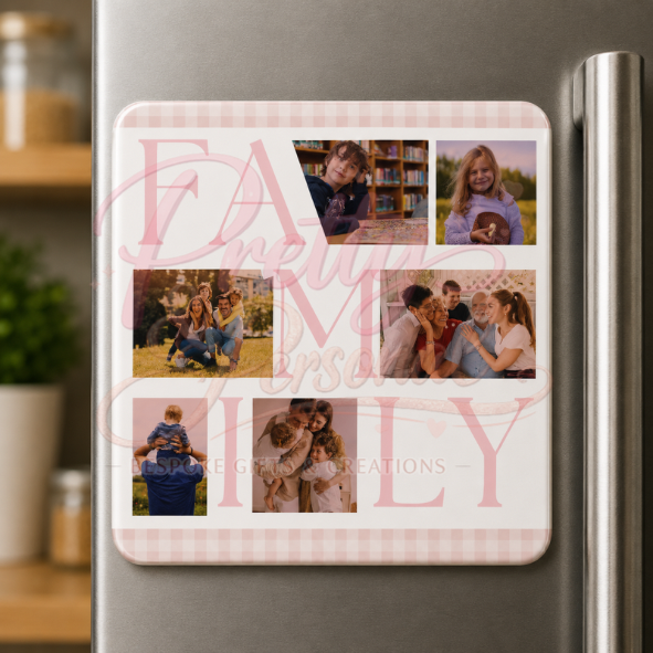 Personalised family photo collage ceramic fridge magnet
