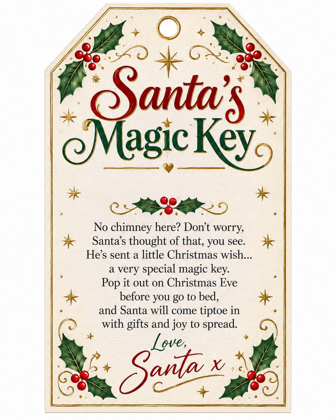 Personalised Santa's Magic Key Christmas gift tag design