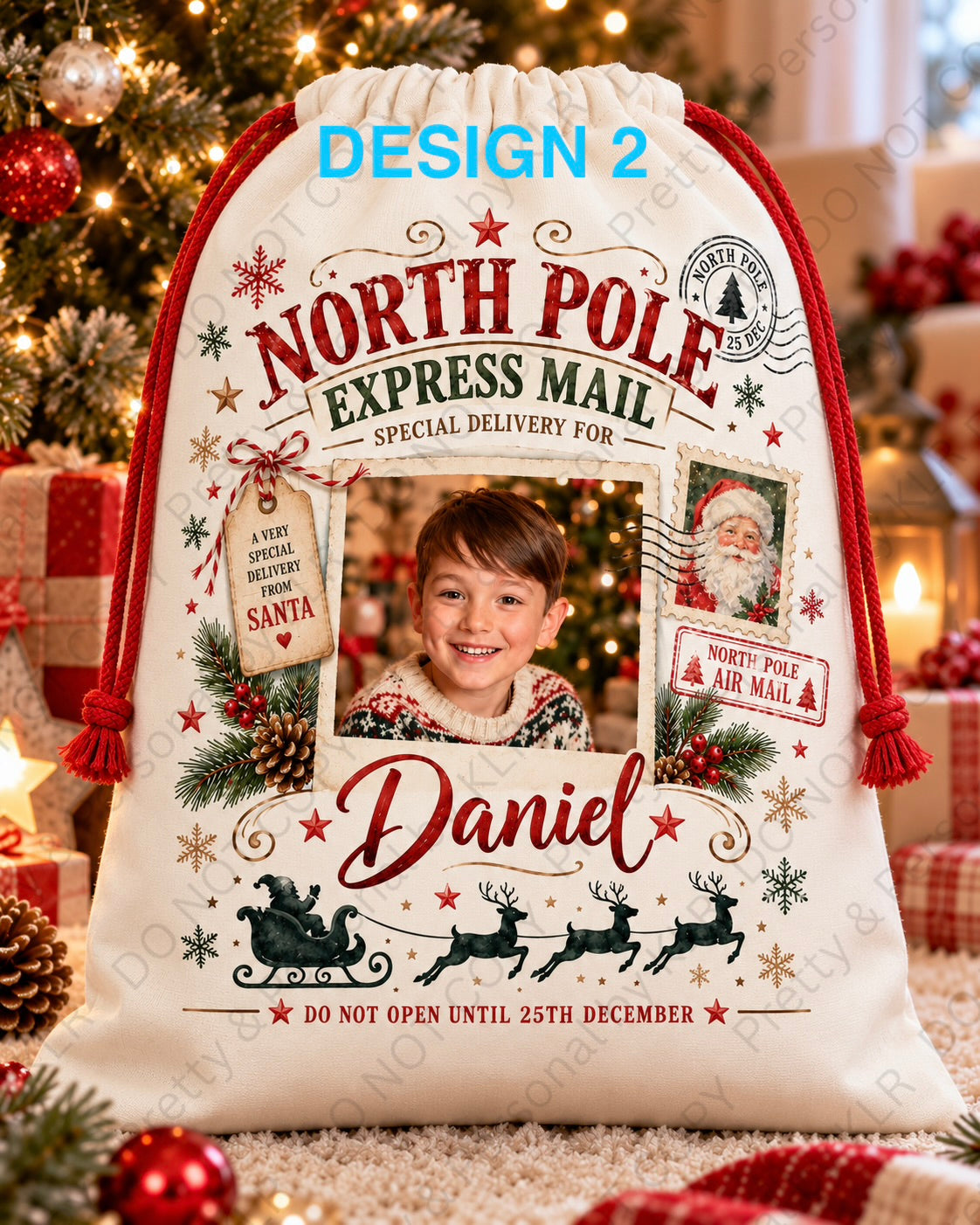 Personalised Christmas photo Santa sack design-2