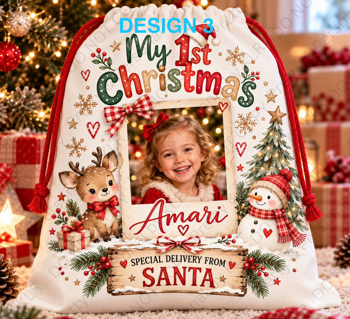 Personalised Christmas photo Santa sack design-3