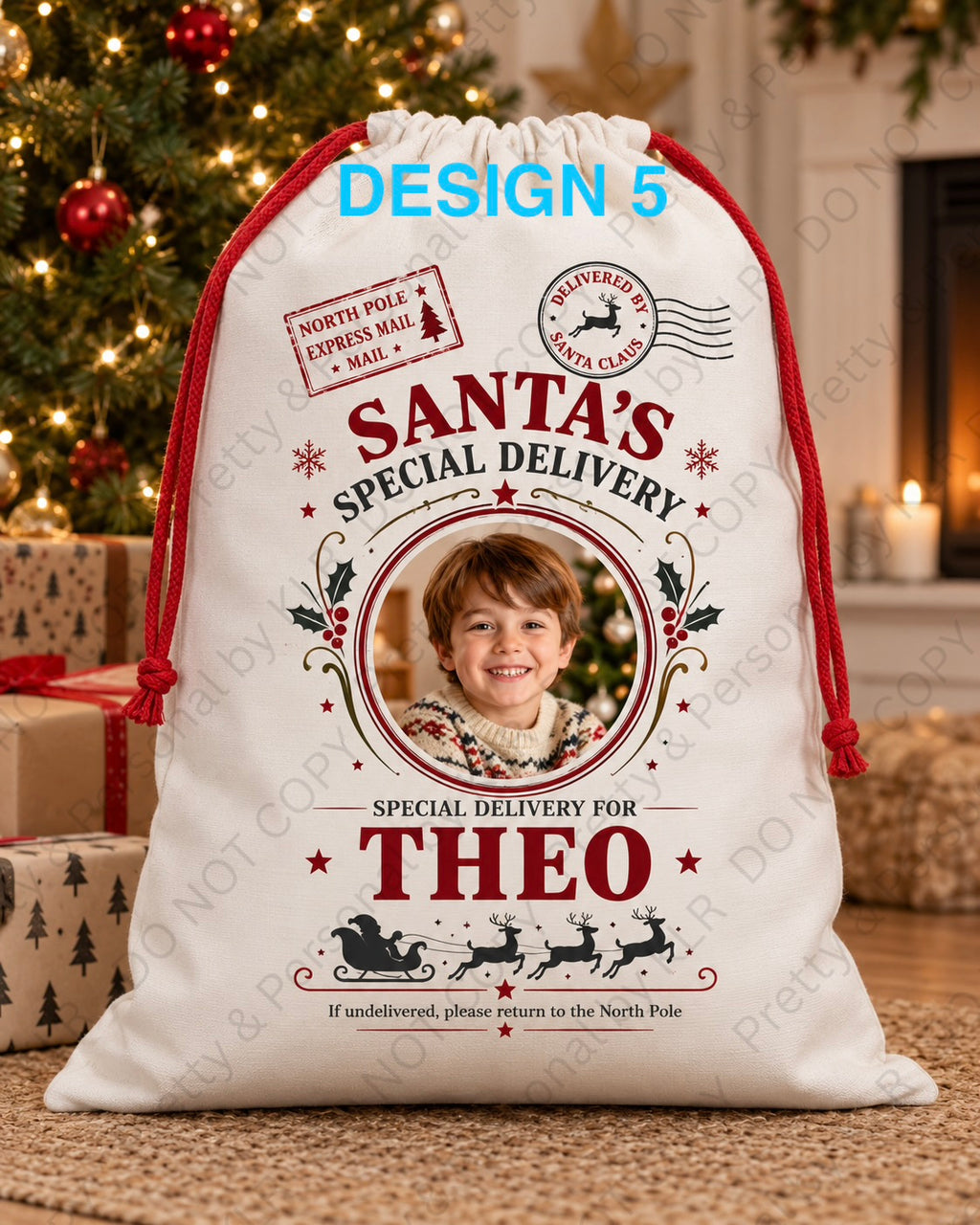 Personalised Christmas photo Santa sack design-5