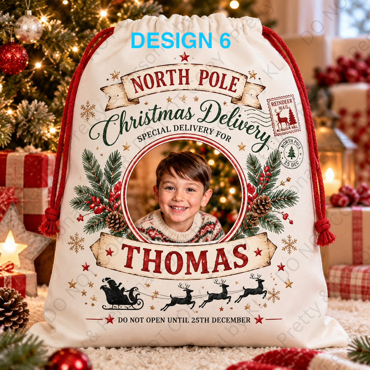 Personalised Christmas photo Santa sack design-6