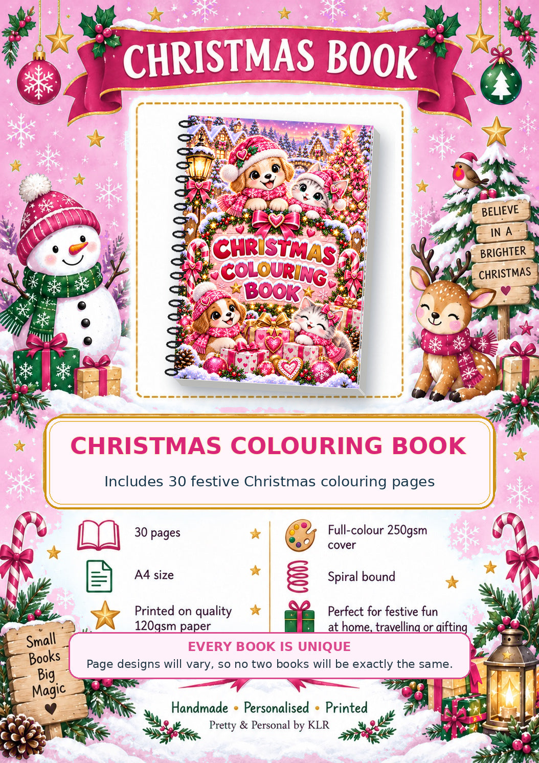 Pink Puppies & Kittens Colouring Book cover option