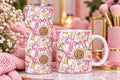 Pink makeup 12oz skinny tumbler featuring lipstick cosmetics and pink bows