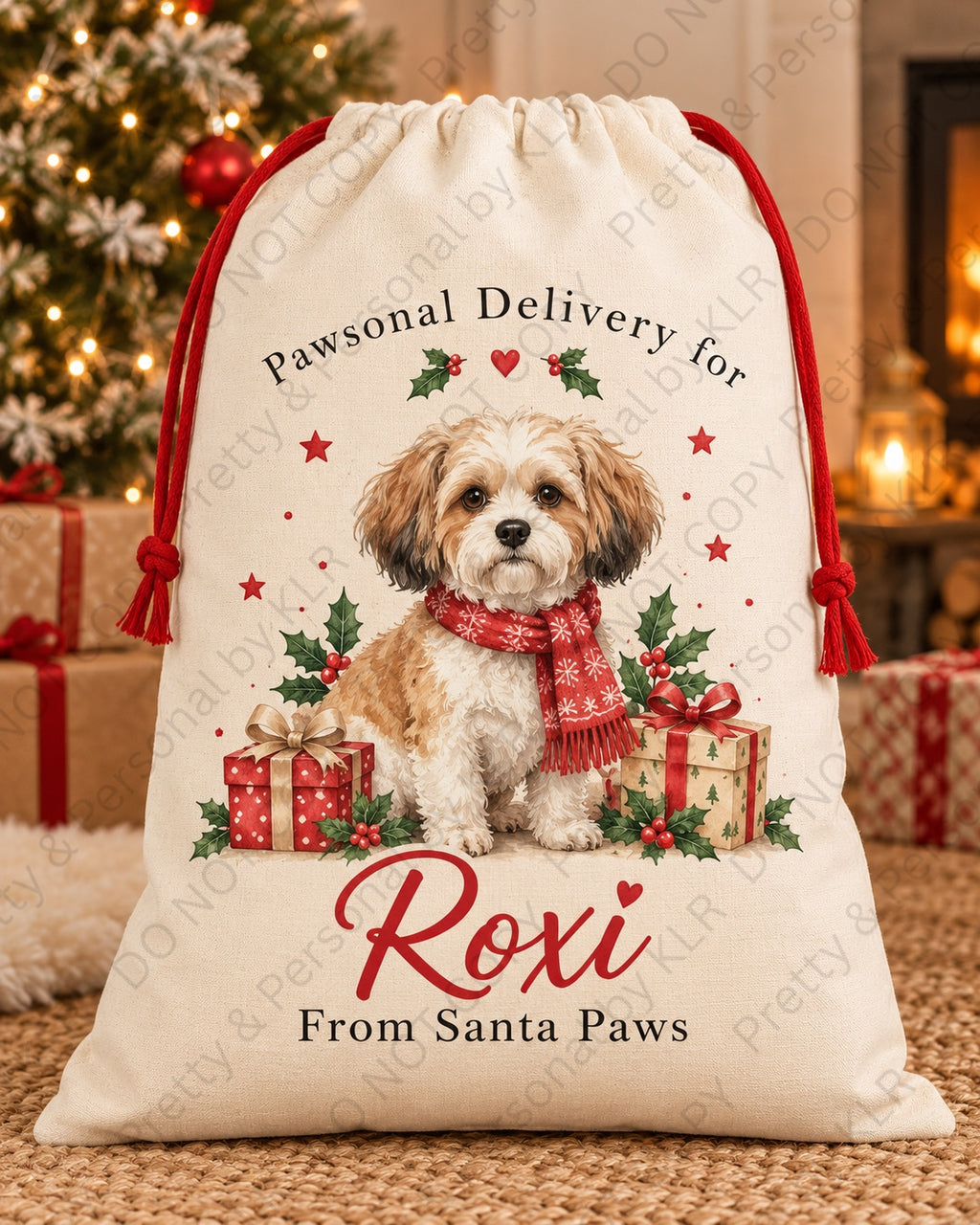 Personalised Santa Paws dog Christmas sack — pawsonal-delivery