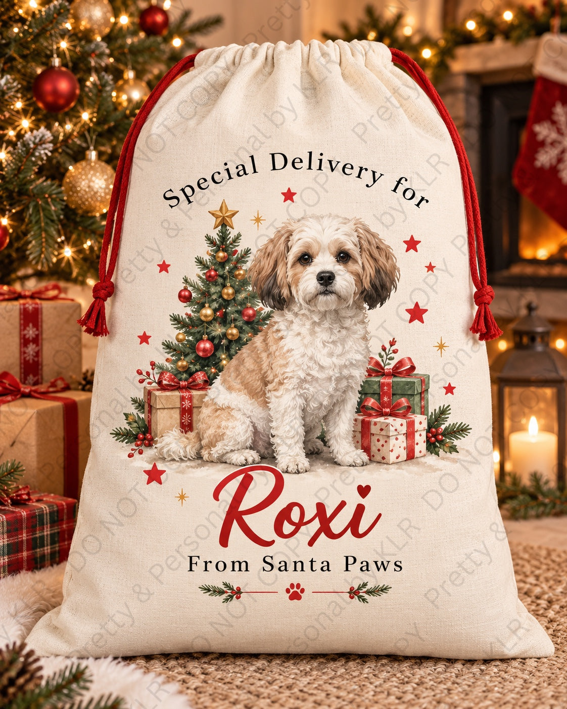 Personalised Santa Paws dog Christmas sack — special-delivery