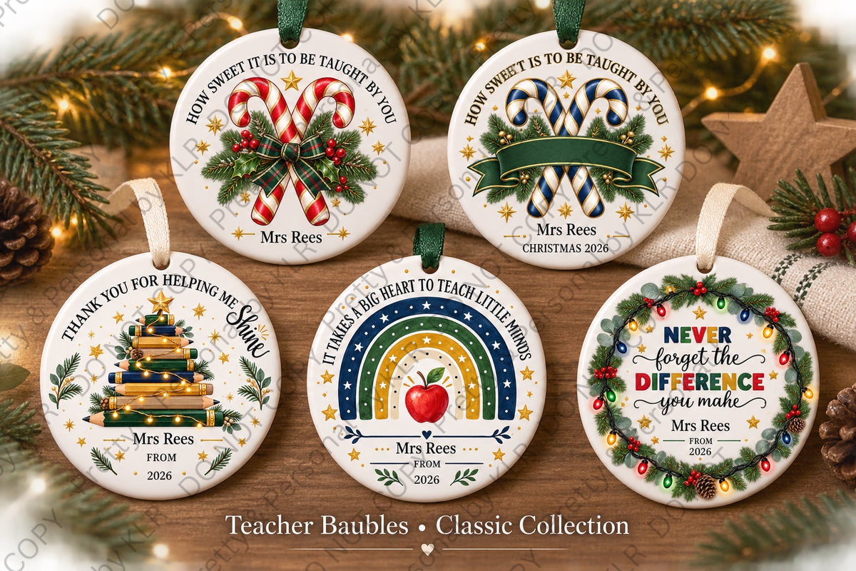 Teacher bauble classic collection close-up