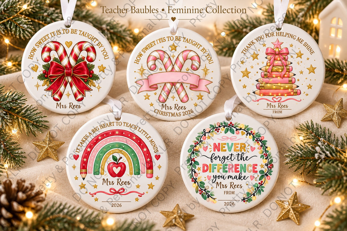 Teacher bauble feminine collection close-up